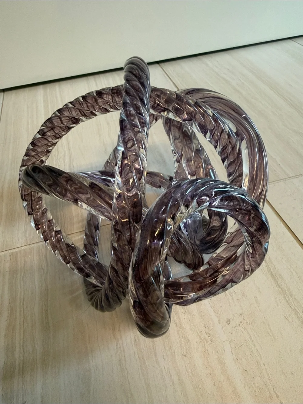 ZGallerie Handblown Glass Knot Sculpture in Smoky Purple